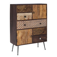 KOMMODE - 108 cm - Beige / Mango - Beige/Schwarz, Holz/Metall (80/108/35cm) - home24