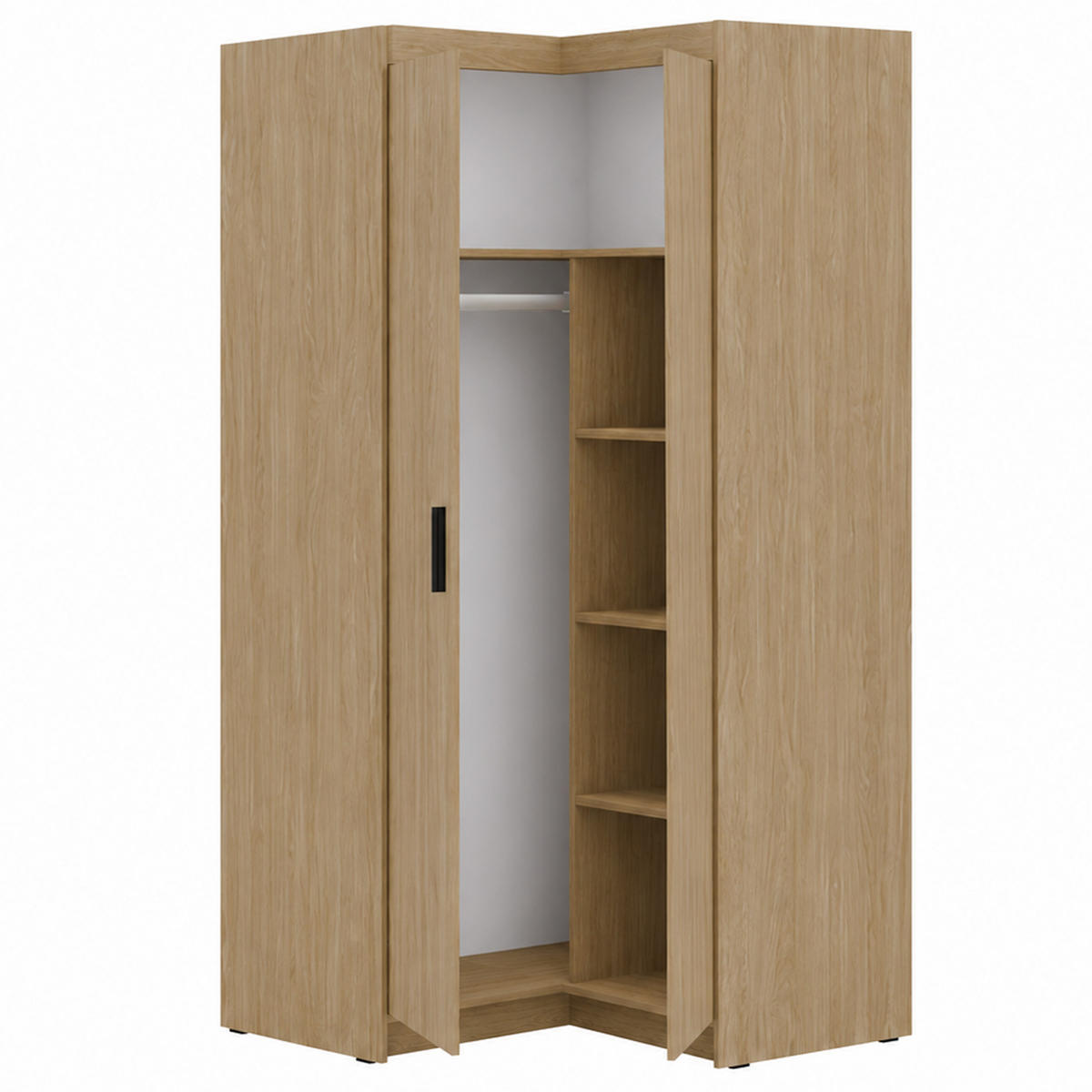 ECKSCHRANK Elena mit 2 Türen, 95x95 cm, Eiche Geölt - Hellbraun/Eichefarben, Holzwerkstoff (95/190.5/95cm) - Beautysofa