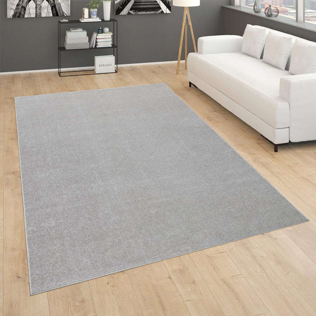 KURZFLORTEPPICH Waschbar, einfarbig, Silber, 140 x 200 cm - Silberfarben, Textil (140/200cm) - KADIMA DESIGN