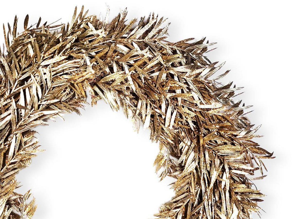 WEIHNACHTSKRANZ HONIGWEIHNACHTEN 50 cm - Champagner/Braun, Kunststoff (5cm) - LAALU