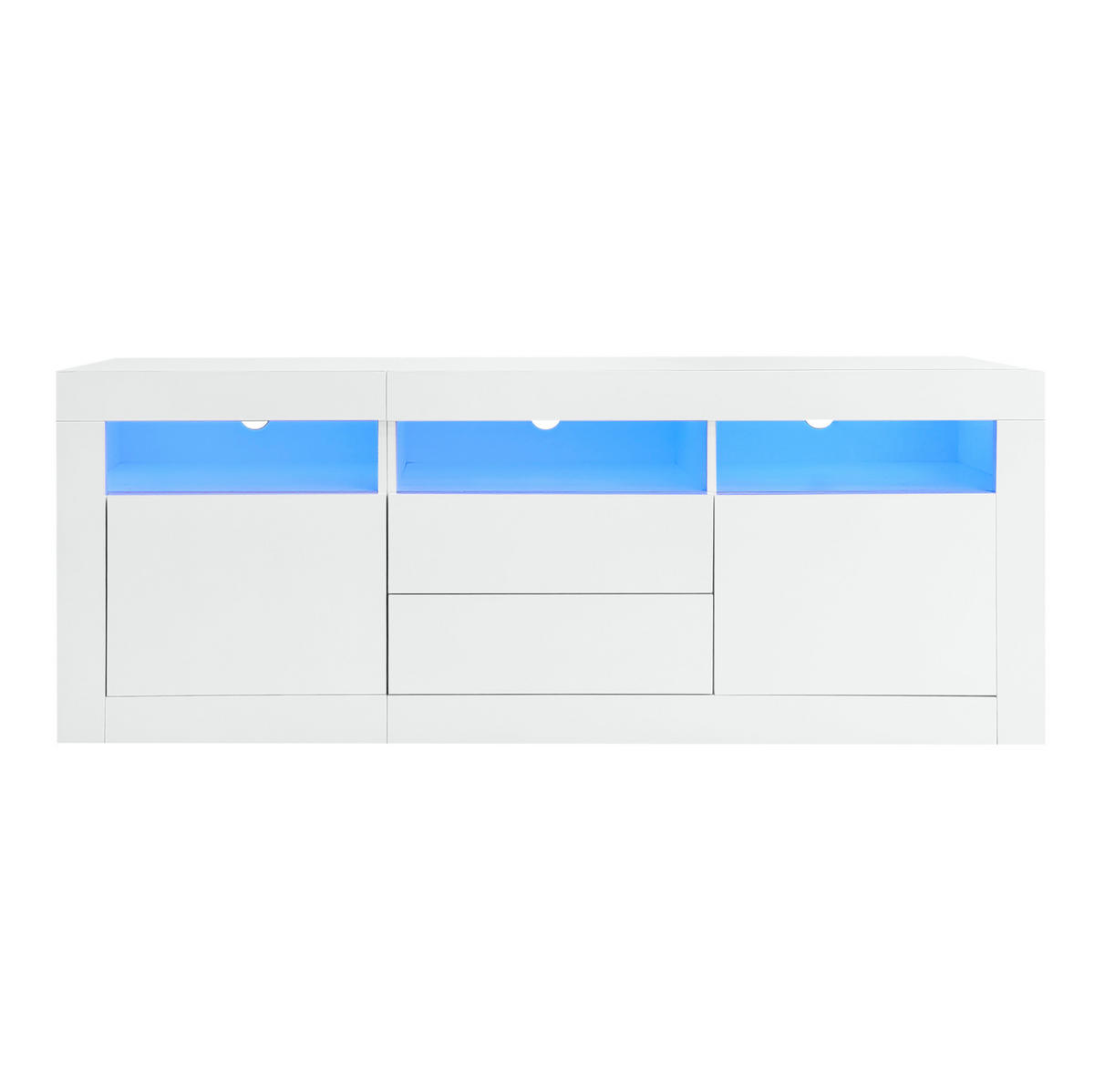 TV-LOWBOARD aus Spanplatte 160x35x60 cm Weiß mit LED-Beleuchtung, Stauraum und App-Steuerung - Weiß, Holzwerkstoff (160/60/35cm) - IVMEU