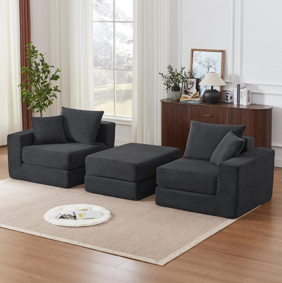 SOFA modulares Design Dunkelgrau - Dunkelgrau, Kunststoff (96/259.5cm) - Meubliv