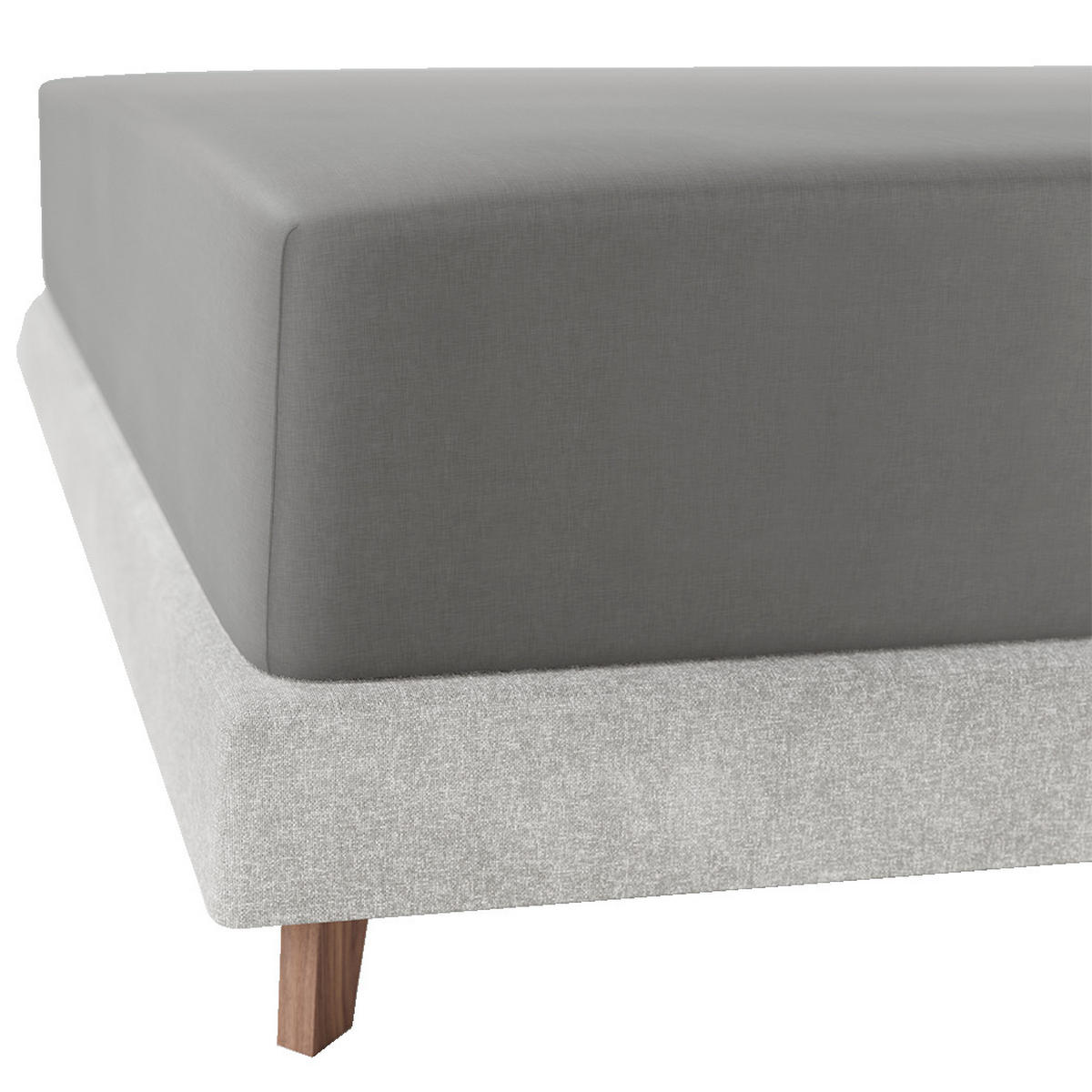 SATINBETTLAKEN aus Baumwolle mit Gummizug - Grau, Textil (90/200cm) - Mr Mattress