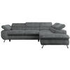 ECKSOFA PETER L Dunkelgrau Cord - Rechts Seite - Dunkelgrau/Schwarz, Textil/Metall (273/208cm) - MKS