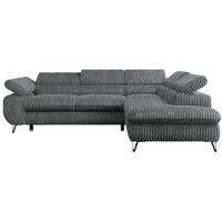 ECKSOFA PETER L Dunkelgrau Cord - Rechts Seite - Dunkelgrau/Schwarz, Textil/Metall (273/208cm) - MKS
