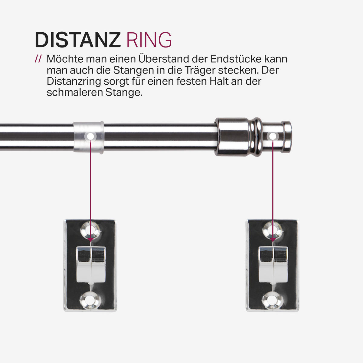 GARDINENSTANGE Silber chrom glänzend 125-225 cm - Silberfarben, Metall (125cm) - Bestlivings