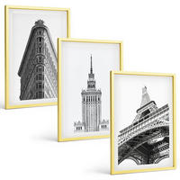 BILDER SET 3er Set - 40x60 cm Goldrahmen - Architektonische Schwarz-Weiß-Gebäude - Goldfarben, Kunststoff (40/60cm) - TULUP