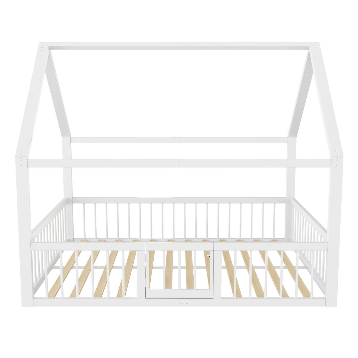 FLACHBETT 140x200cm Weiß Metall Kinderbett Hausleiste - Weiß, Metall (140/200cm) - FLIEKS