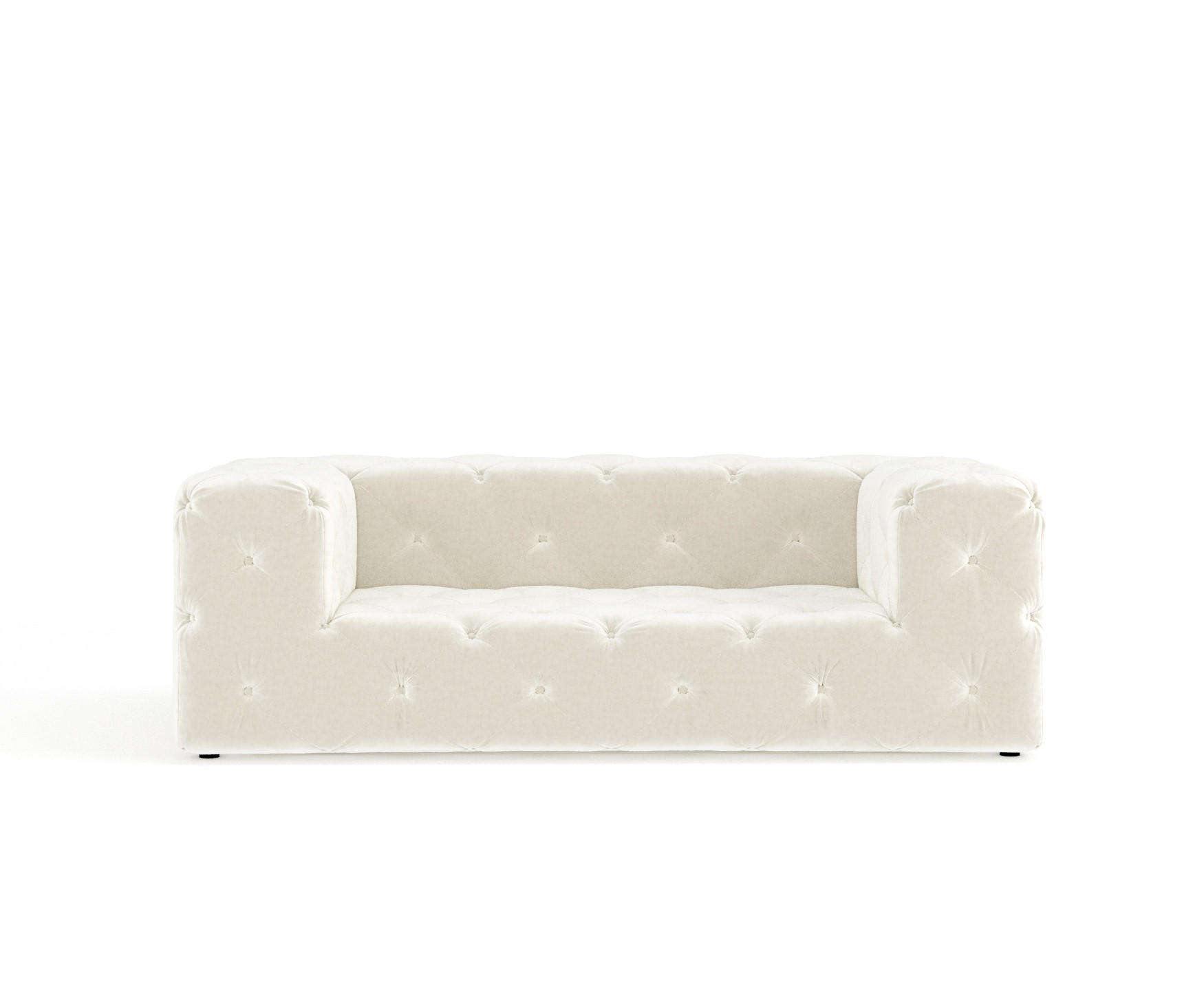 2-SITZER-SOFA Cosimo Creme Samtstoff - Creme/Schwarz, Holz/Holzwerkstoff (193/71/100cm) - Maison de Reve