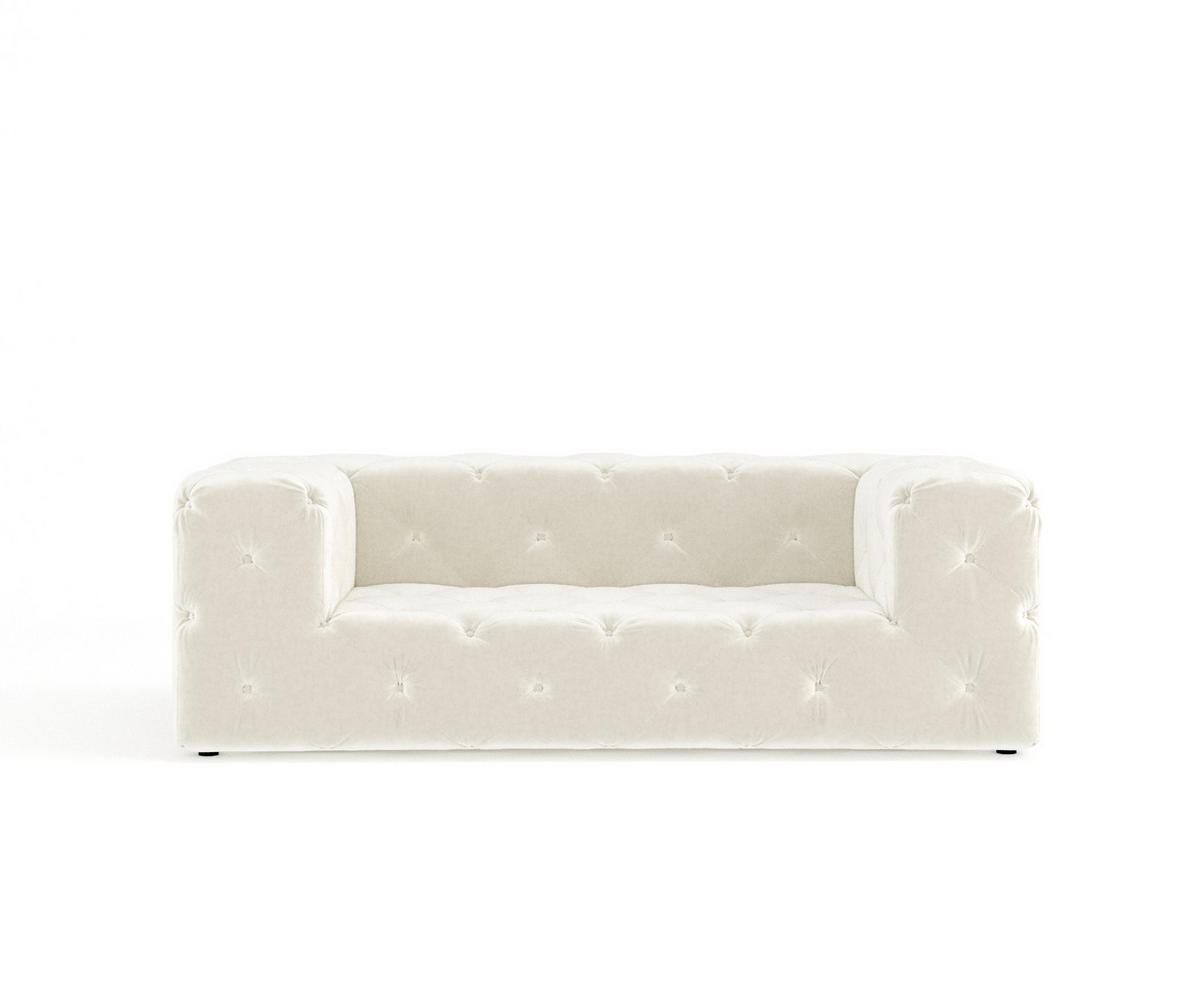 2-SITZER-SOFA Cosimo Creme Samtstoff - Creme/Schwarz, Holz/Holzwerkstoff (193/71/100cm) - Maison de Reve