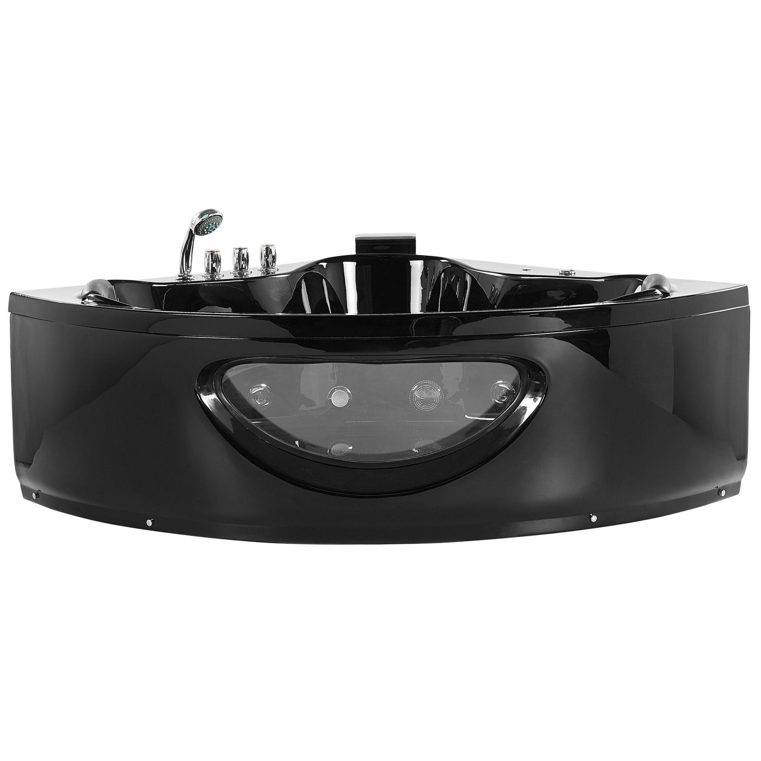 WHIRLPOOL-BADEWANNE mit LED 150x190x61 cm schwarz Tocoa - Schwarz, Kunststoff (150/61/190cm) - Beliani