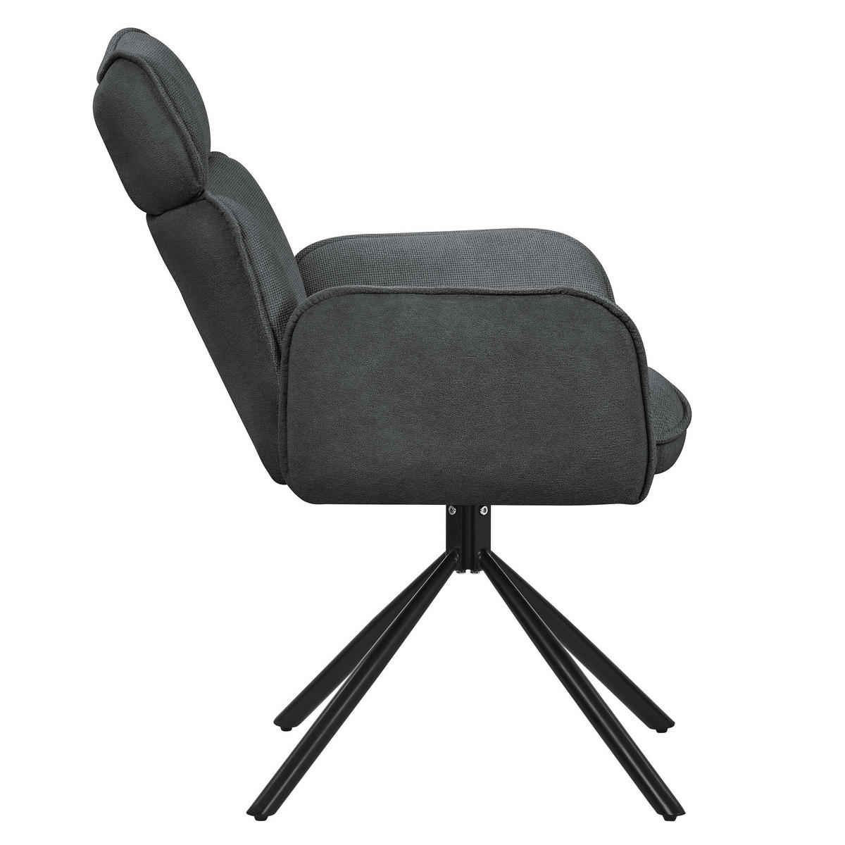 ESSZIMMERSTÜHLE 6er Set drehbar Anthrazit mit Stoffbezug - Anthrazit/Schwarz, Textil/Metall (63/89/68cm) - ML-DESIGN