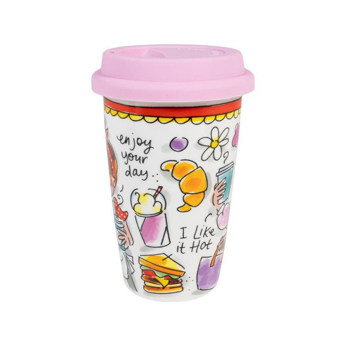 TO-GO-BECHER Süßes Leben in Bunt - 15cm - Multicolor, Keramik (0.4L) - Blond Amsterdam