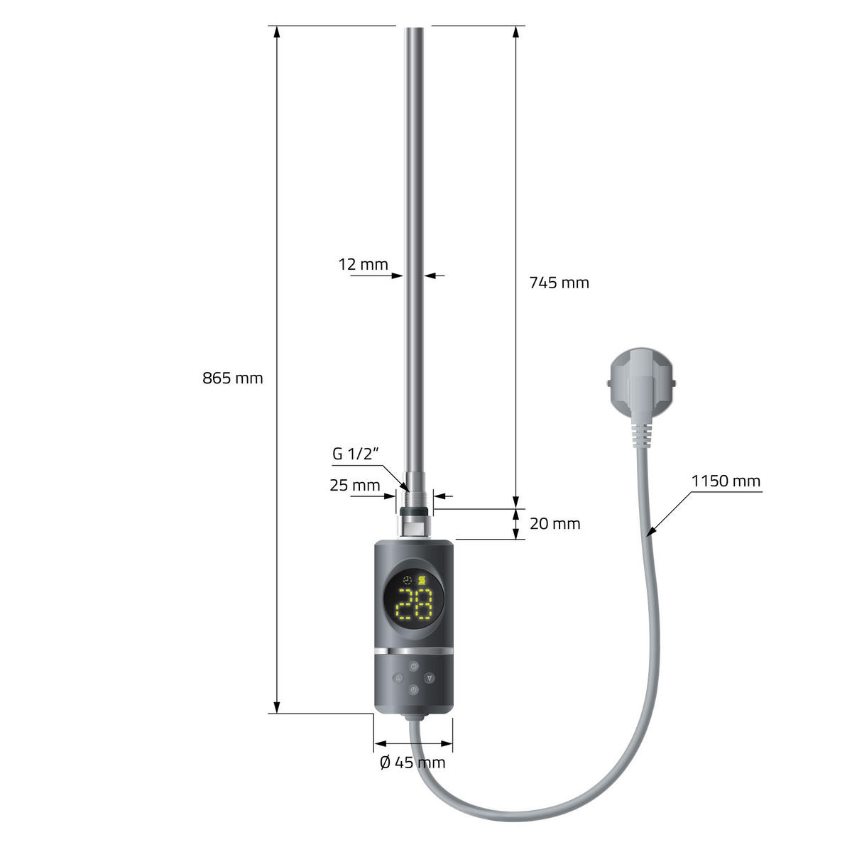 BADHEIZKÖRPER - Anthrazit, Metall (40/120/120cm) - LuxeBath