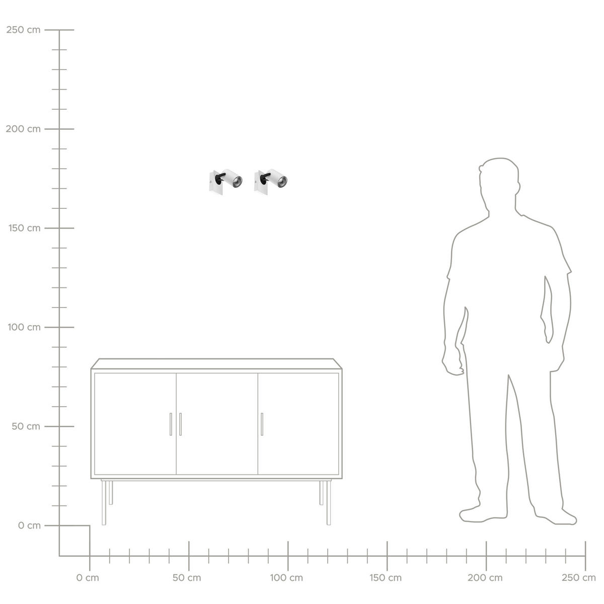 WANDLEUCHTE 2er-Set Klip 7/10/15 cm - Weiß, Metall (10/15/7cm) - Beliani