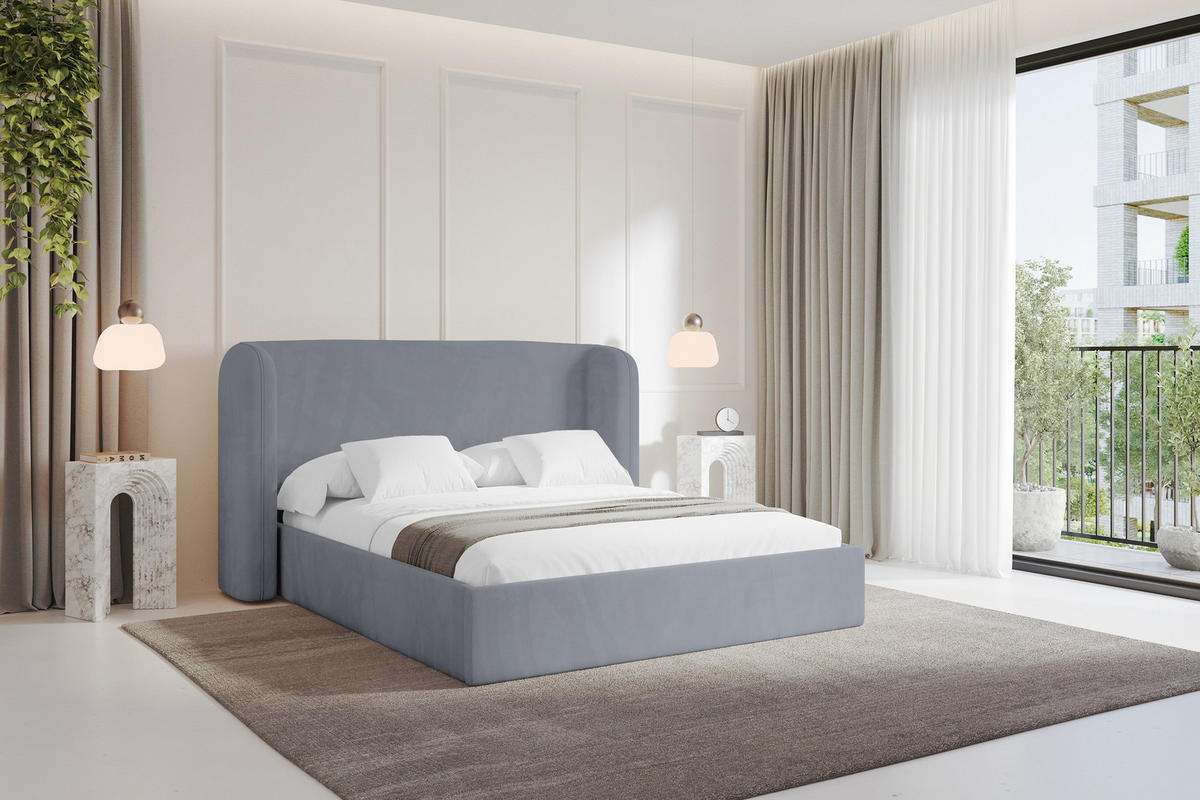 POLSTERBETT mit Bettkasten und Lattenrost, Boxbett ohne Matratze - ESTI 160x200 Grau - Grau, Holzwerkstoff/Textil (160/200cm) - ALTDECOR