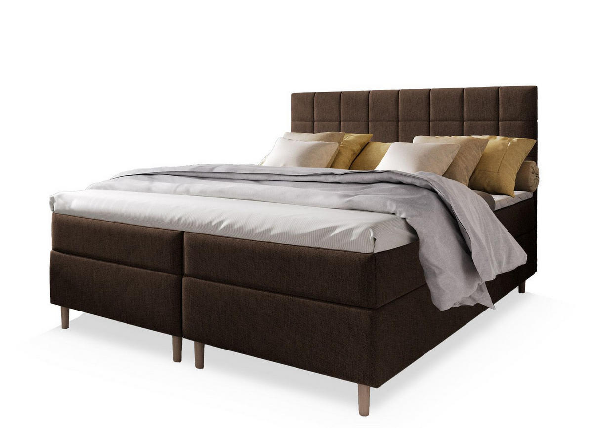 BOXBETT IBIZA 160x200 cm mit Matratze und Topper - Braun - Braun, Holz (160/200cm) - MASSENO