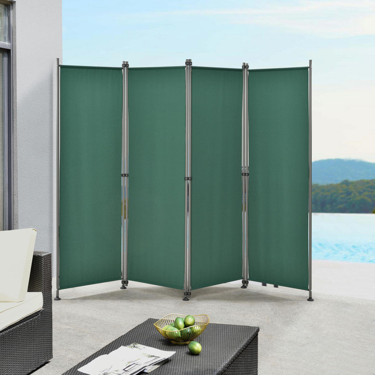 SICHTSCHUTZ Modica - Dunkelgrün, Textil/Metall (215/170cm) - pro.tec