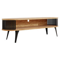 TV-LOWBOARD Roenni Oval - Eichefarben/Schwarz, Holzwerkstoff/Metall (140/44/40cm) - MIRJAN24