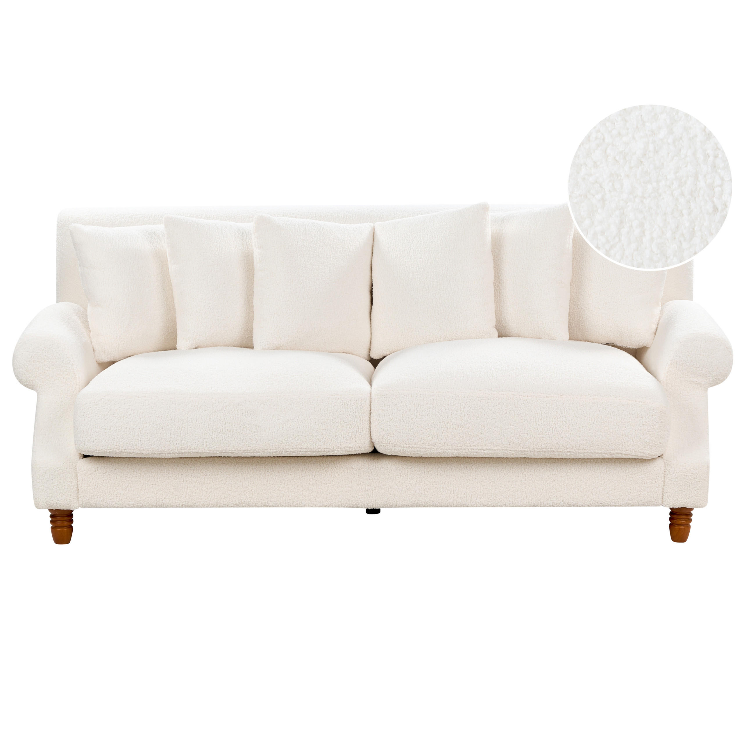 2-SITZER-SOFA Bouclé cremeweiß Eike - Dunkelbraun/Weiß, Textil (186/82/102cm) - Beliani