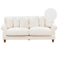 2-SITZER-SOFA Bouclé cremeweiß Eike - Dunkelbraun/Weiß, Textil (186/82/102cm) - Beliani