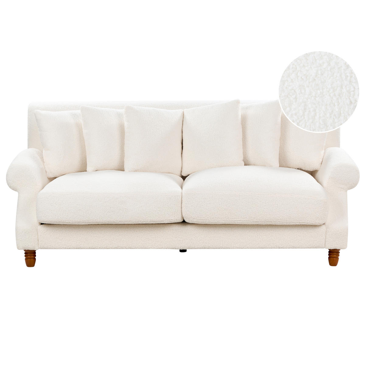 2-SITZER-SOFA Bouclé cremeweiß Eike - Dunkelbraun/Weiß, Textil (186/82/102cm) - Beliani