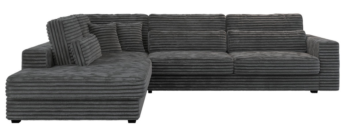 ECKSOFA Savona Dunkelgrau breiter Cord - links - Dunkelgrau/Schwarz, Kunststoff/Textil (316/249cm) - MKS