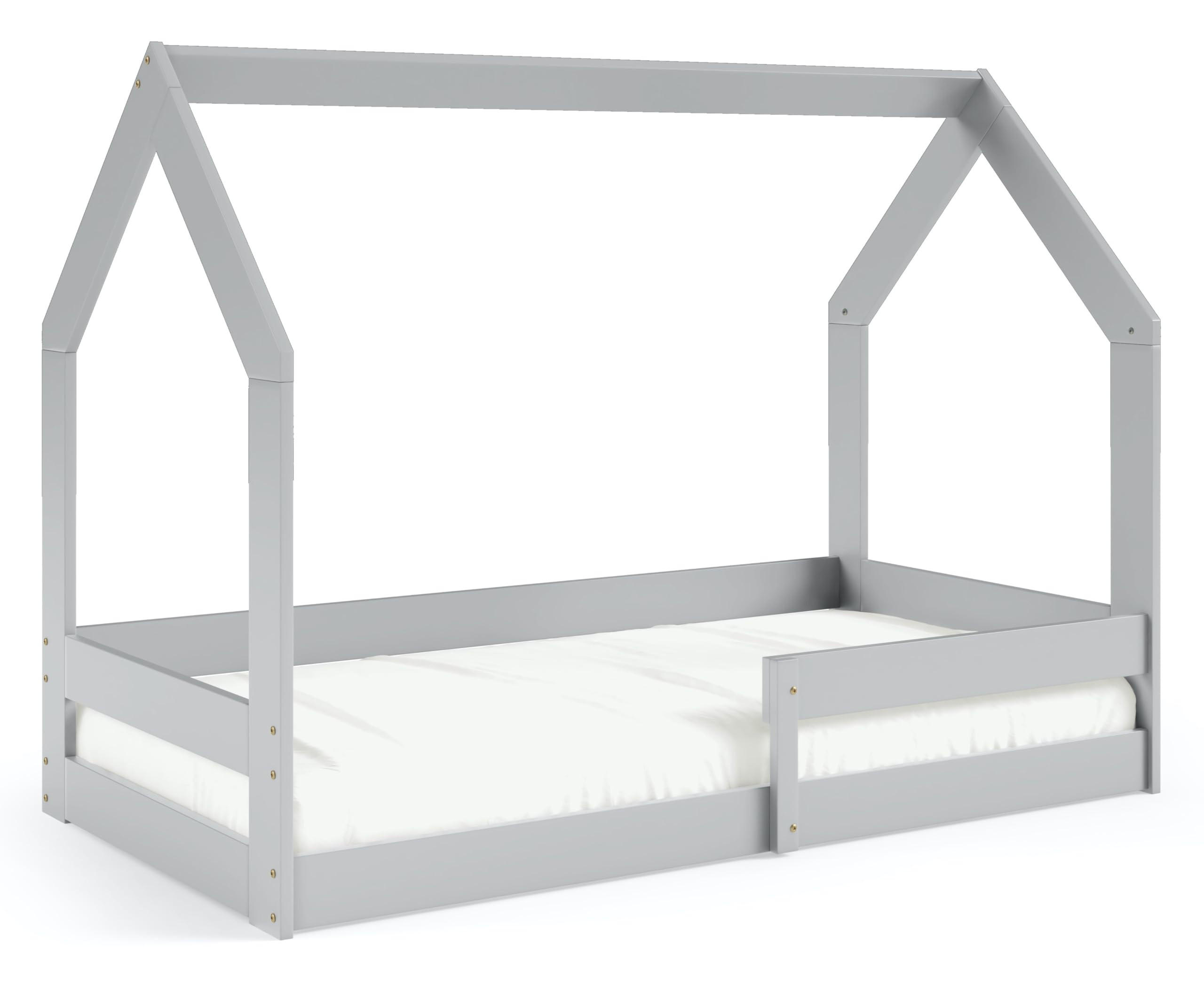 HAUSBETT Dolly mit Matratze, Rausfallschutz 160x80cm - Grau, Holz (80/124/160cm) - VENASI MÖBEL