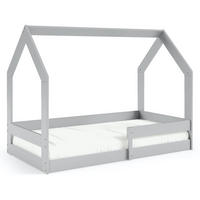 HAUSBETT Dolly mit Matratze, Rausfallschutz 160x80cm - Grau, Holz (80/124/160cm) - VENASI MÖBEL