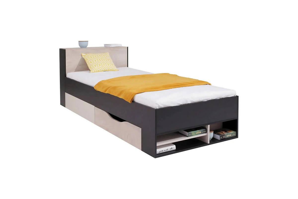 SCHLAFZIMMER Set 7-tlg. – PLANET System – Sonoma / Schwarz - Sonoma Eiche, Holzwerkstoff (90/190/90cm) - hi-markt