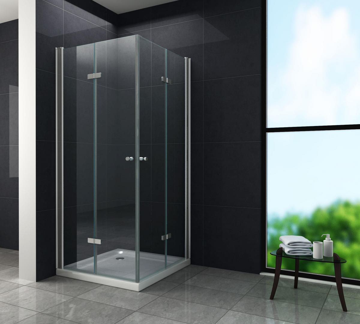 DUSCHKABINE CLAP Klar 80 x 80 x 180 cm 8 mm ESG - Klar, Glas (80/80/180cm) - Glasdeals