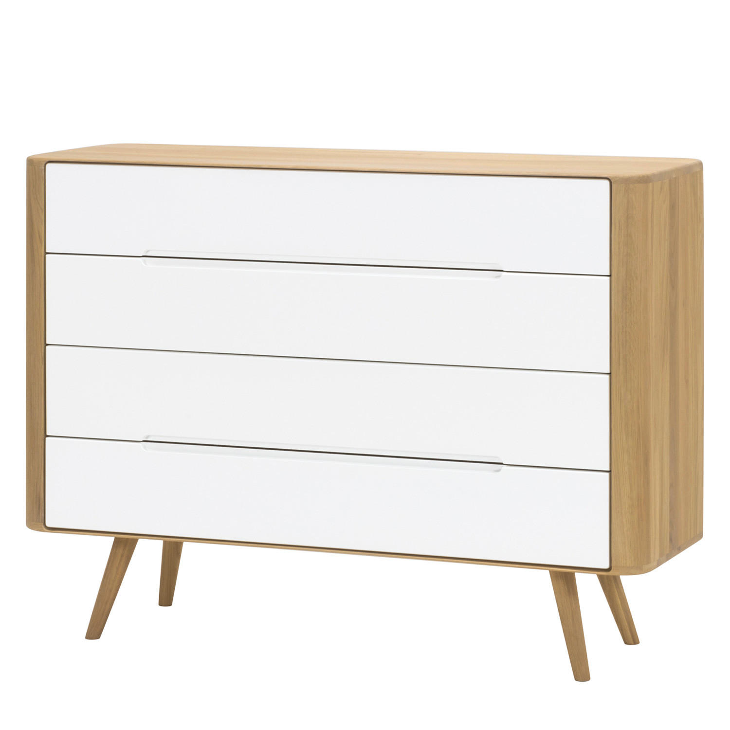 KOMMODE mit Schubladen - Wildeiche teilmassiv - Wildeiche/Weiß, Holzwerkstoff (120/90/42cm) - home24