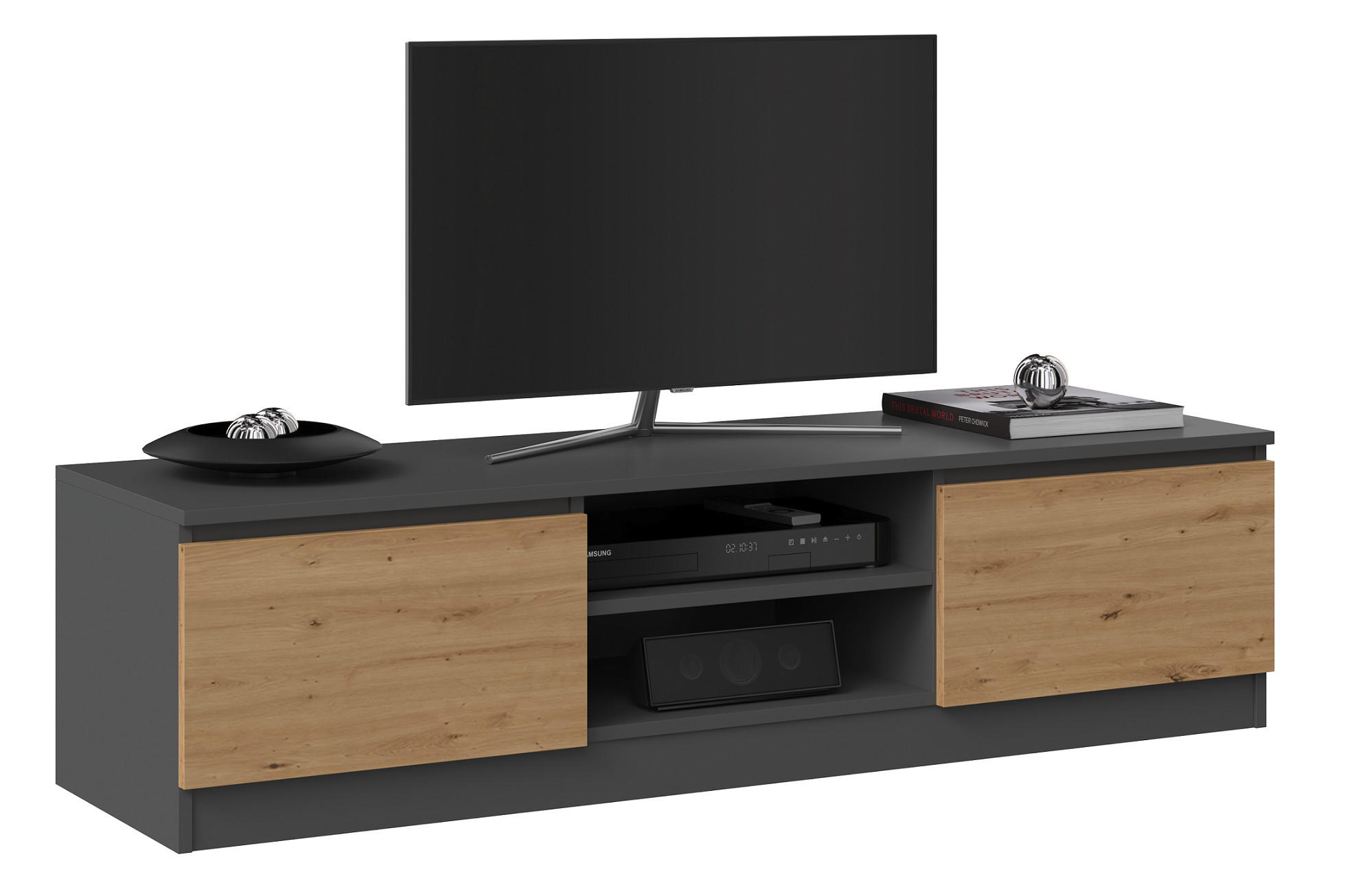 kommodly TV Anthrazit, Eiche Artisan 140x36x40 cm