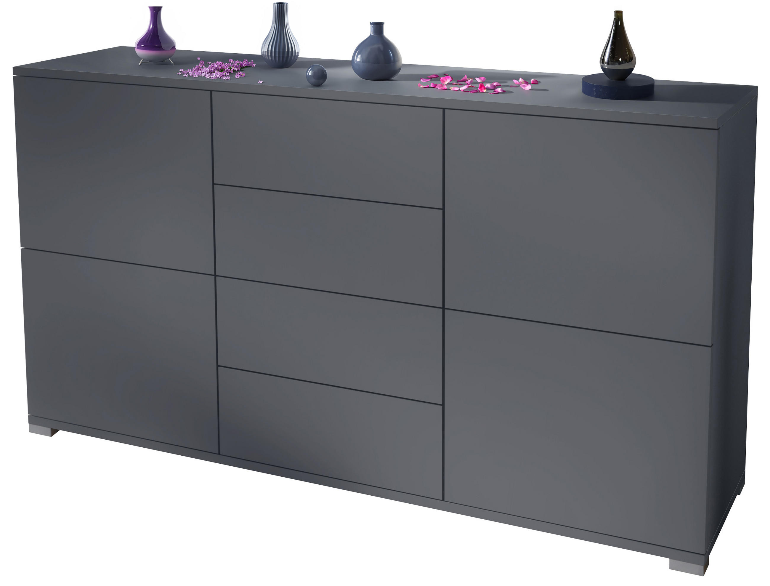 SIDEBOARD Rova Anthrazit matt - Anthrazit, Holzwerkstoff (138.5/75.5/35cm) - Vladon
