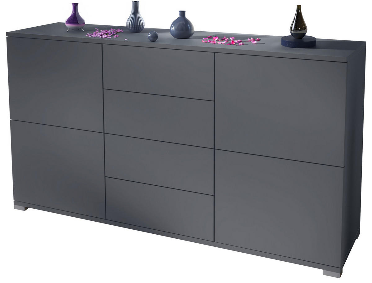 SIDEBOARD Rova Anthrazit matt - Anthrazit, Holzwerkstoff (138.5/75.5/35cm) - Vladon