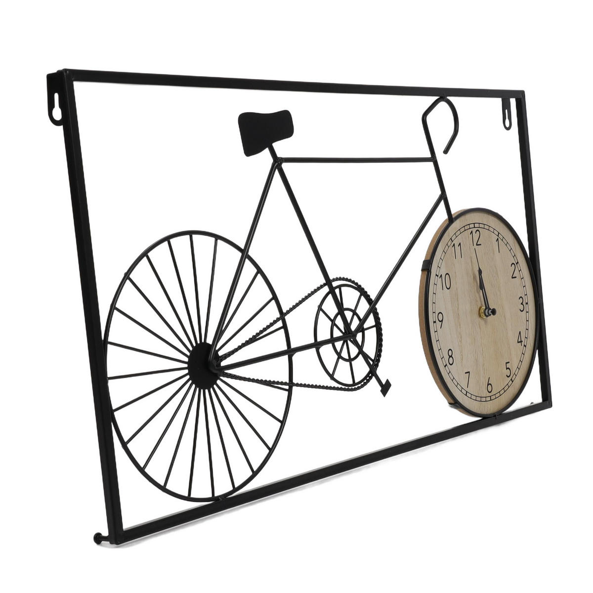WANDDEKORATION Retro-Design Uhr Fahrrad 60/32/5 cm - Schwarz, Holzwerkstoff (60/33/5cm) - Home Styling Collection