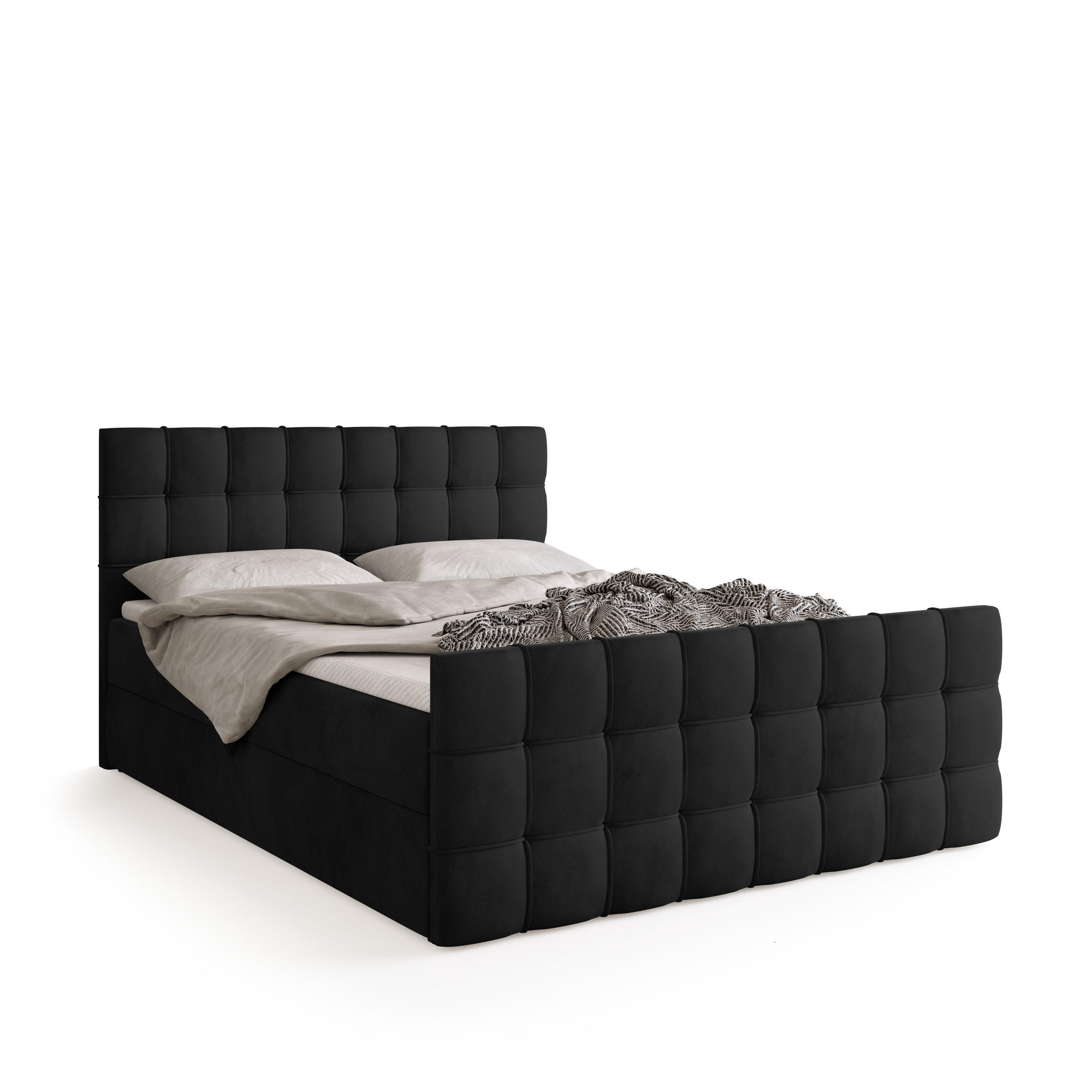 BOXBETT Detroit Duo mit Topper 160/200 Schwarz - Schwarz, Textil (160/200cm) - Bromarkt