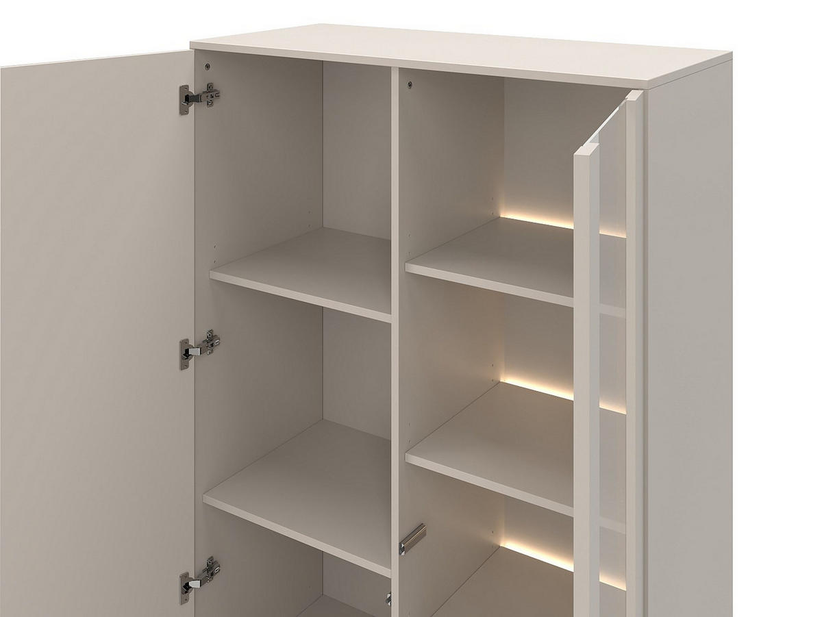 VITRINENSCHRANK - 100 x 44.8 - glas - beige Nalyra - Beige, Glas/Holz (100/189.9/44.8cm) - Vente-Unique