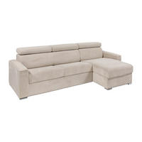 ECKSOFA mit Matratze - Ecke wechselbar - Cord - Beige - Liegefläche mit Lattenrost mit breiten Latten 160 cm - Matratze 22 cm - Memory Schaum - VIZIR - Beige, Textil (302/223cm) - Vente-Unique