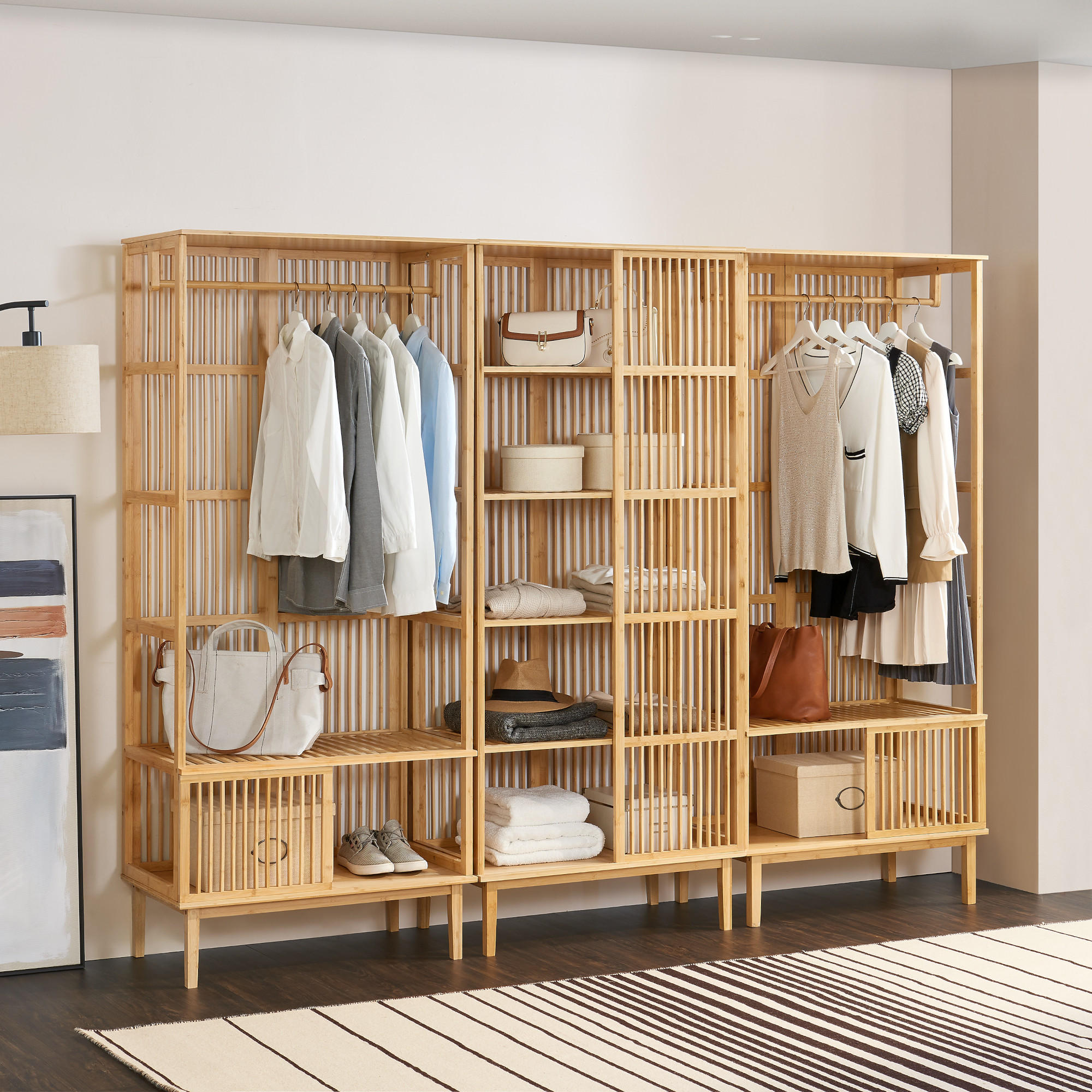 GARDEROBENSCHRANK - Naturfarben, Holz (240/185/45cm) - [en.casa]