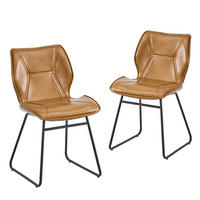 STUHL-SET DE-36851 2 Stück mit Kunstlederbezug Cognacbraun - Braun, Metall (47.5/81.5/60cm) - ComfortXL