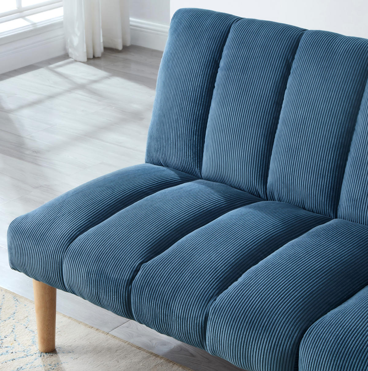 SCHLAFSOFA mit 3-fach verstellbarer Rückenlehne Corduroy Blue - Blau, Holzwerkstoff (167/72/82cm) - Meubliv