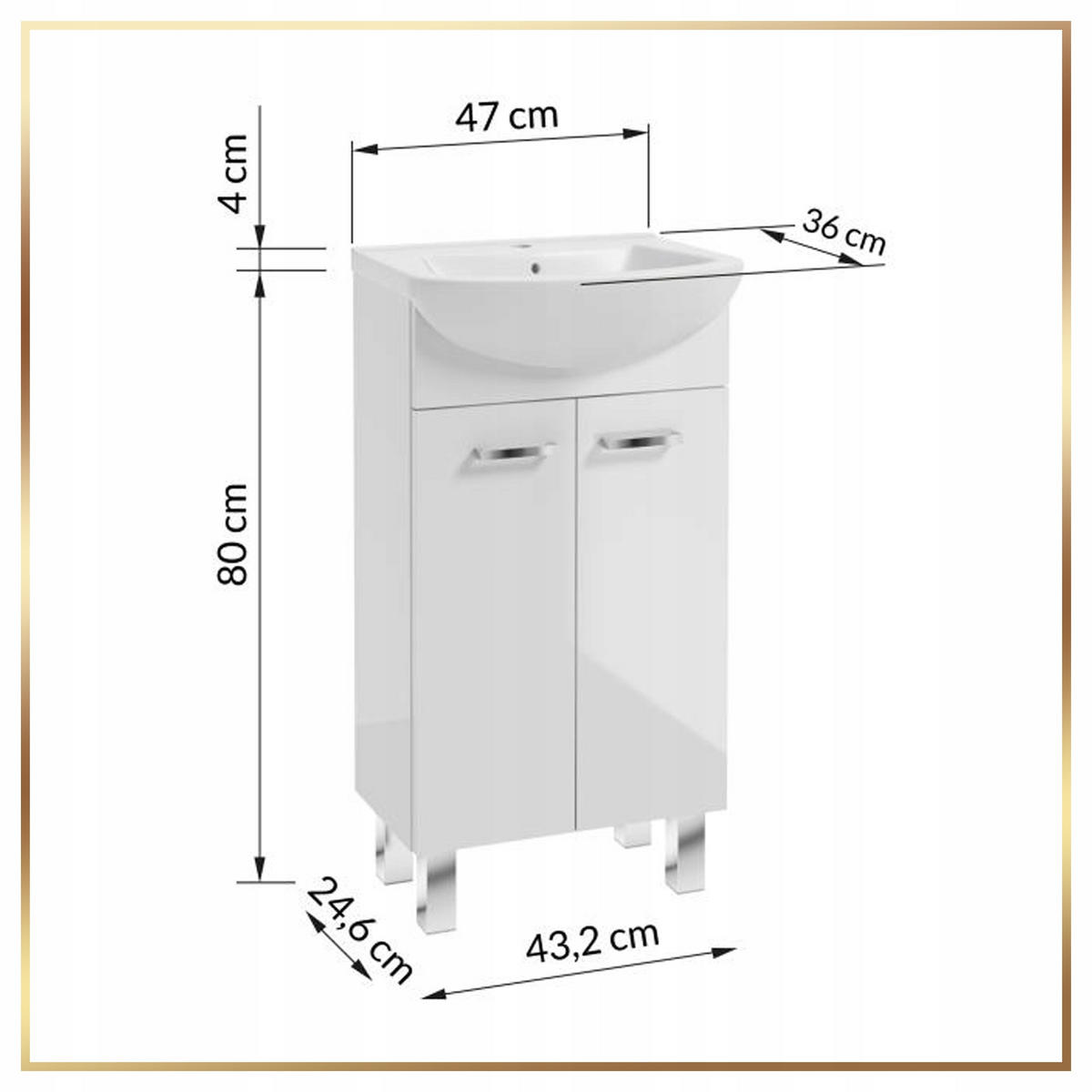 WASCHTISCHKOMBI 43cm mit Waschbecken + Armatur + Siphon weiß - Weiß, Holzwerkstoff (43/80/25cm) - Stamar
