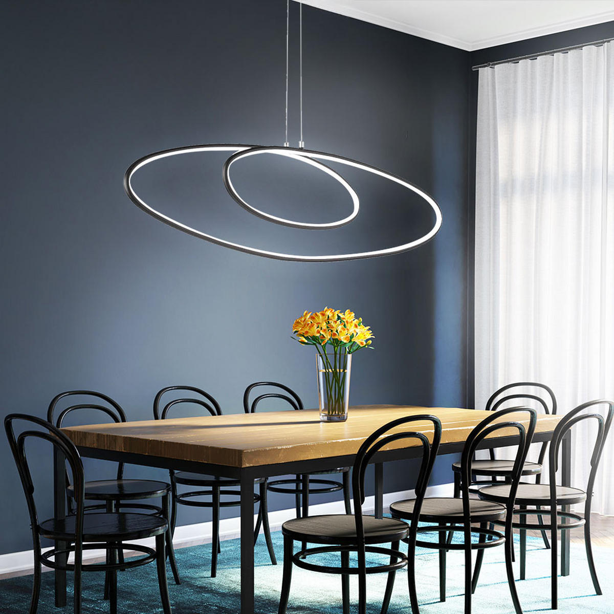 LED HÄNGELEUCHTE Metall Schwarz - Schwarz, Metall (113.5/28/150cm) - Wofi