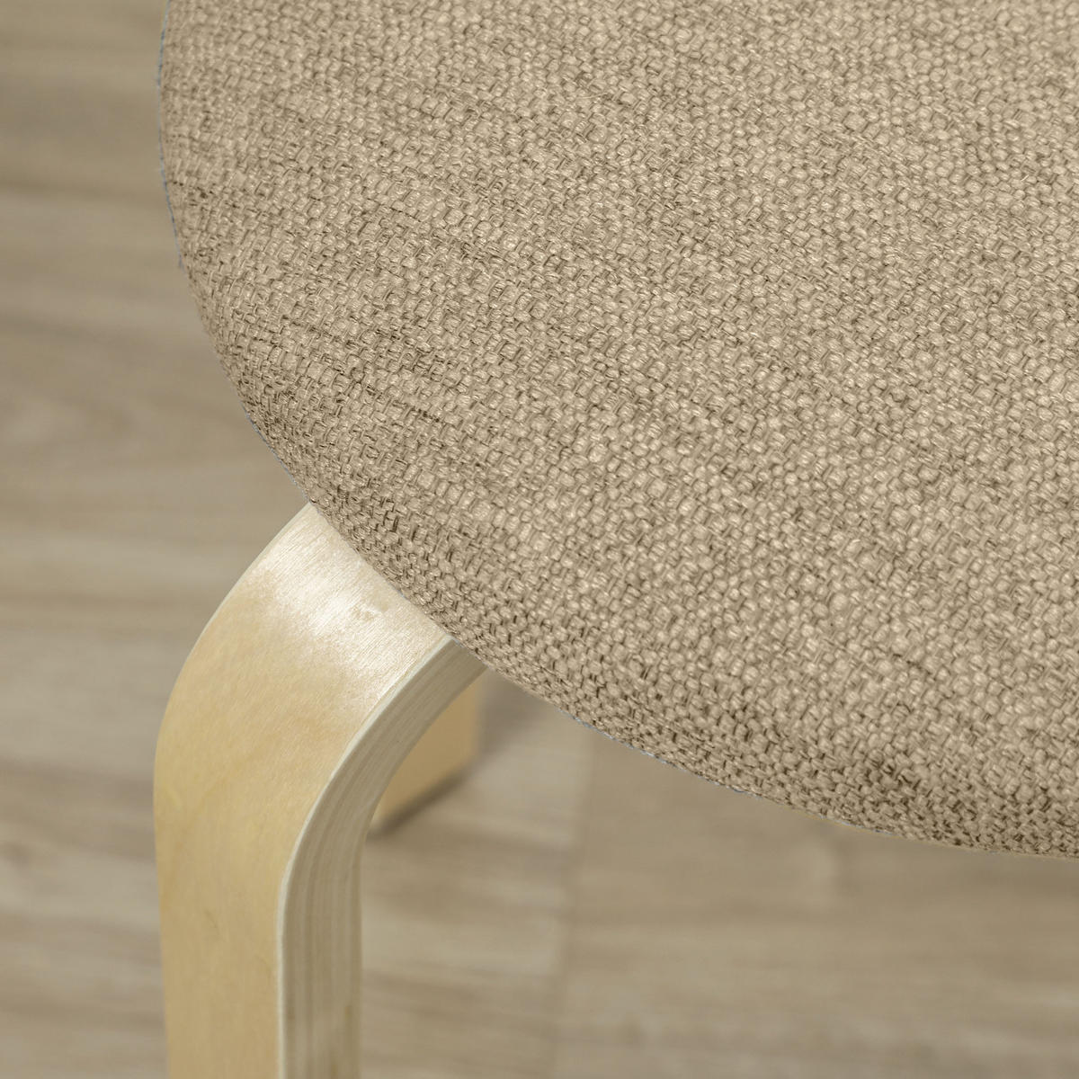 HOCKER 4er-Set DE-13362 stapelbar & gepolstert Kaki - Mokka, Holz (40/45/40cm) - ComfortXL