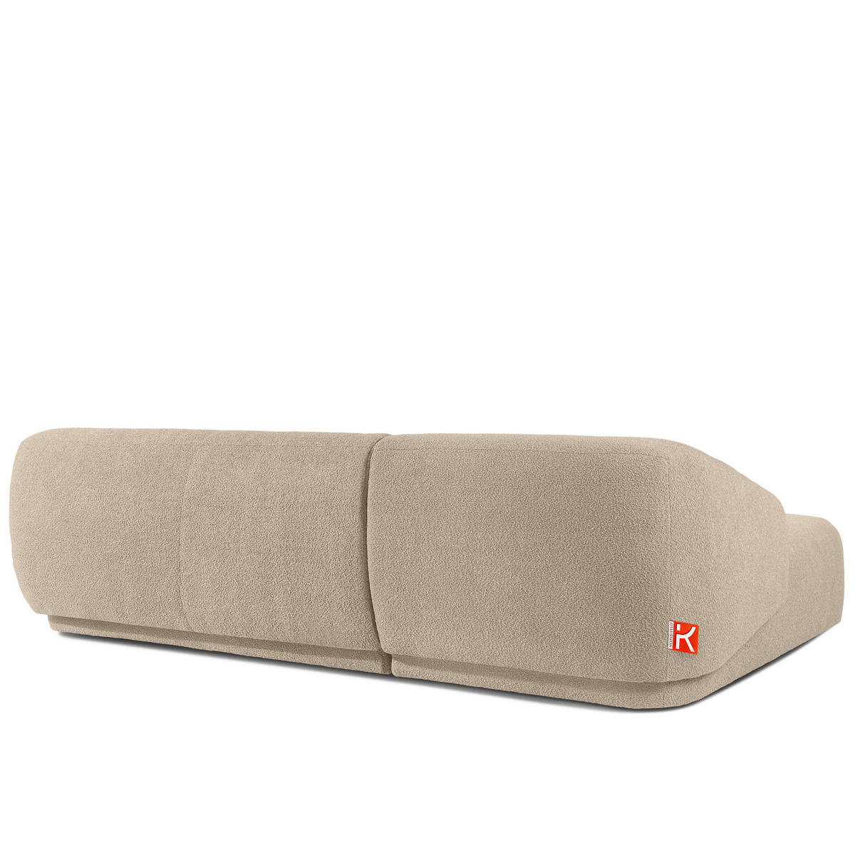 ECKSOFA LINKS VIRA, Hellbeige, Bouclé - Hellbraun/Schwarz, Holz/Holzwerkstoff (300/160cm) - KONSIMO®