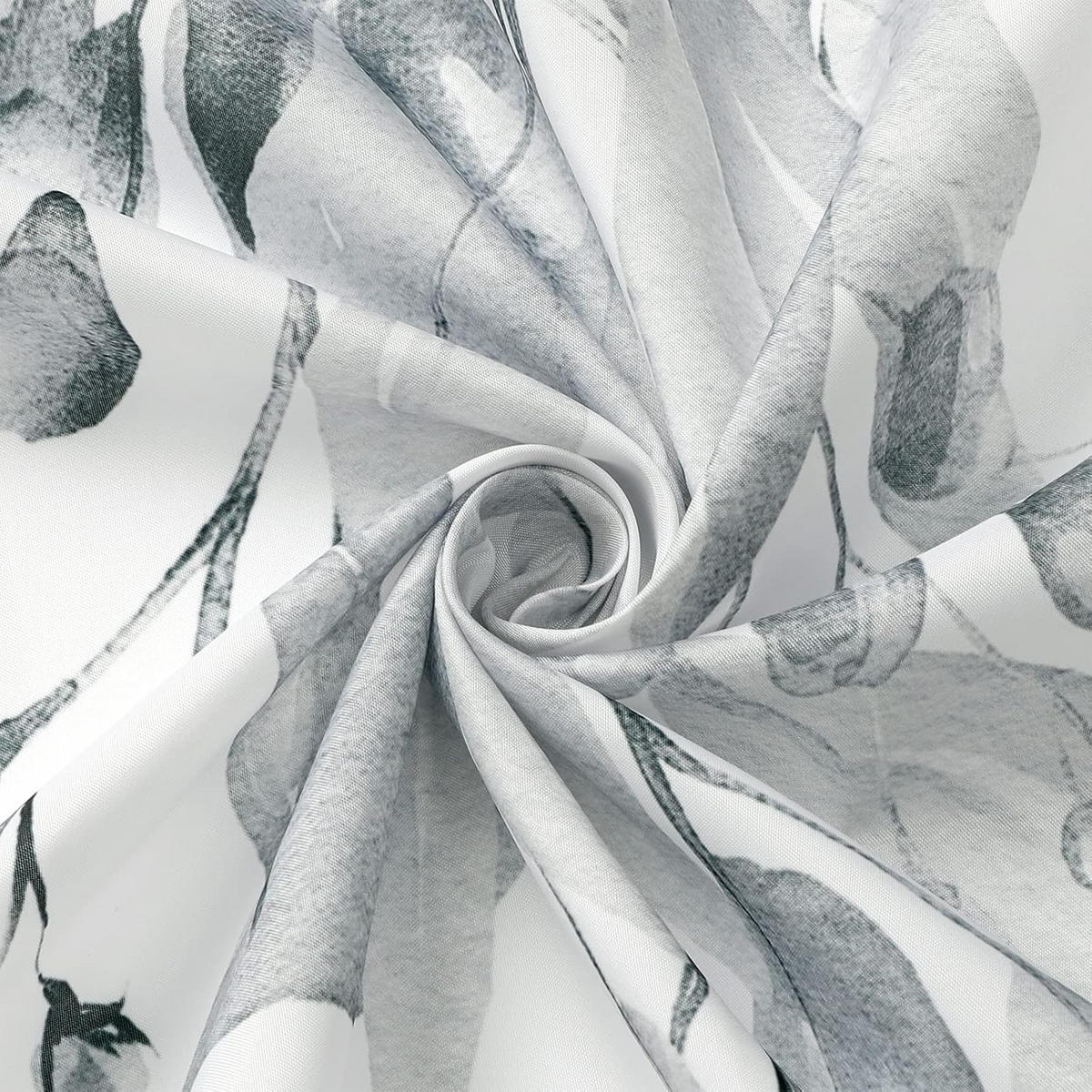 DUSCHVORHANG Eukalyptus Grau Blätter Pflanzen Aquarell und Blumen Badezimmer 180 x 180 cm - Weiß, Textil (180/180cm) - MCBOSON