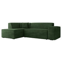 ECKSOFA Lordin Cord, Seite: Links - Schwarz/Grün, Holz/Textil (267/205cm) - MIRJAN24