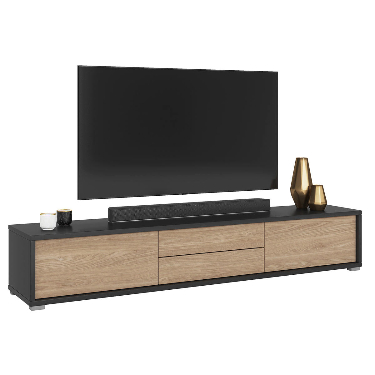 TV STOLÍK Idra Drevo a sivá farba - hnedá, kompozitné drevo (180/32/36cm) - Petits-meubles