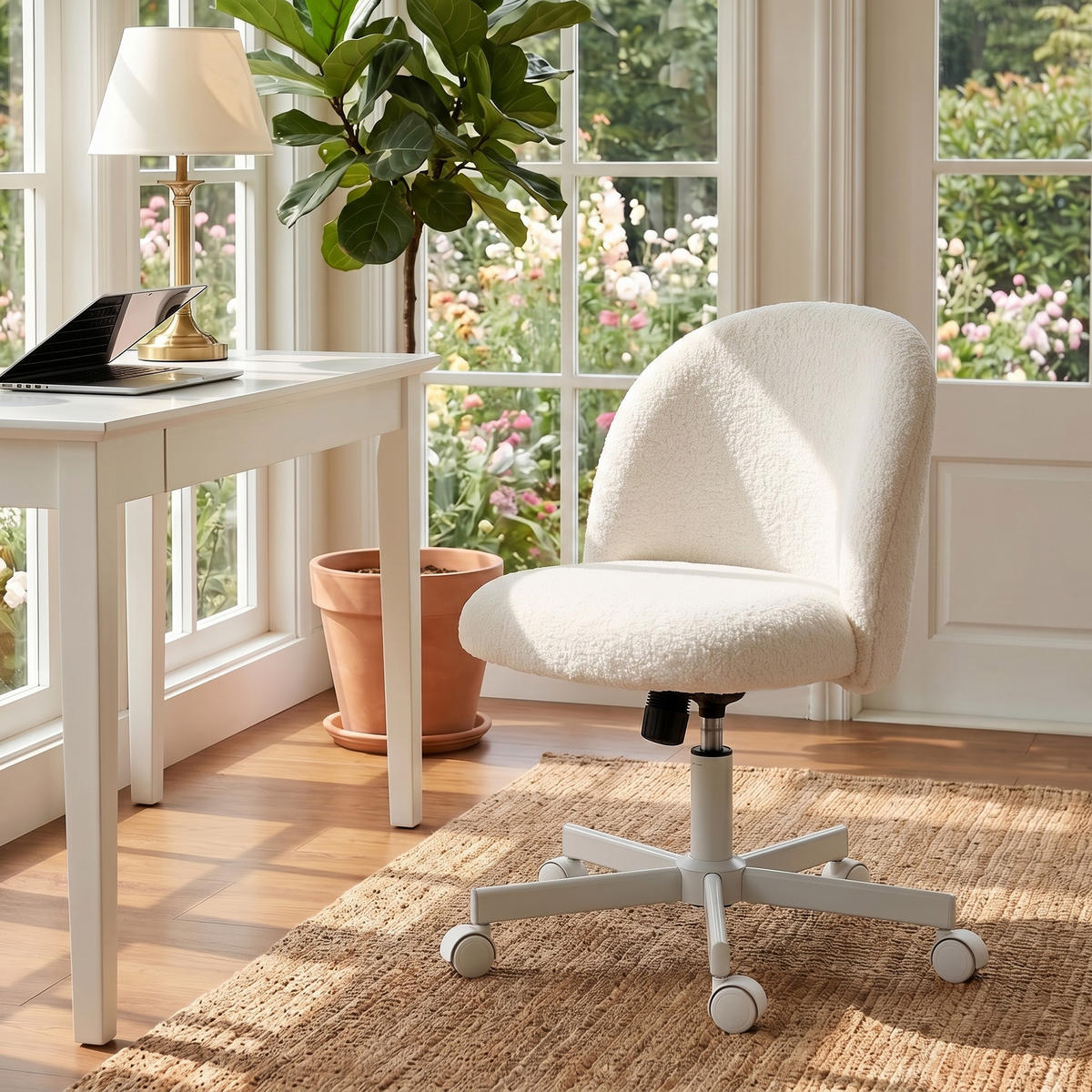BÜROSTUHL Creme 57.0/50.0/83.0 cm - Creme, Textil (50/83/57cm)
